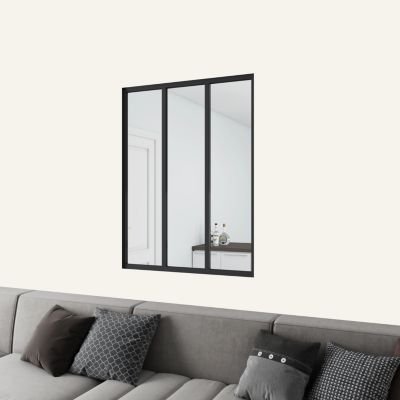 Verrière atelier en aluminium thermolaqué et 4mm verre trempé - L.93 x H.108 cm - Noir - Luminosité Maximale
