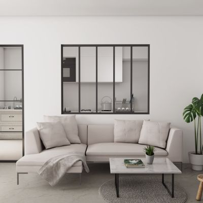 Verrière Atelier Fixe en Alu Noir L.153 x H.108 cm - 4mm Verre trempé - Luminosité Maximale et Sécurité