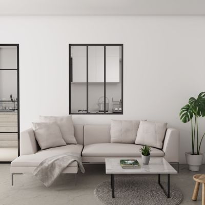 Verrière Atelier Noir 93 x 108 cm - Aluminium , Verre Trempé 4 mm - 3 vitrages - AICA