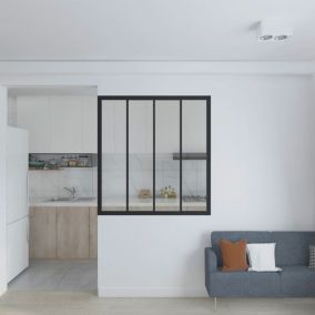 Verrière atelier Schulte - H.130xl.123 - 4 vitrages - transparent - cadre et profilés noir mat