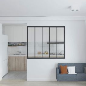 Verrière atelier Schulte - H.130xl.153- 5 vitrages - transparent- cadre et profilés noir mat