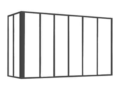 Verrière d'angle atelier en aluminium thermolaqué noir 180 x 60 x 105 cm (L x l x H) - BAYVIEW