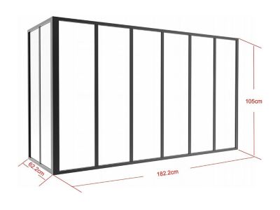 Verrière d'angle atelier en aluminium thermolaqué noir 180 x 60 x 105 cm (L x l x H) - BAYVIEW