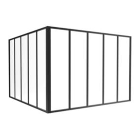 Verrière d'angle d'atelier en aluminium thermolaqué - L150 x L150 x H105 - Noir - BAYVIEW
