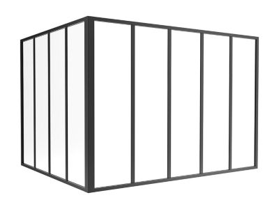 Verrière d'angle d'atelier en aluminium thermolaqué noir 150 x 120 x 105 cm (L x l x H) - BAYVIEW