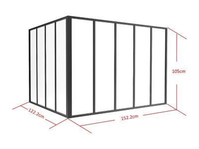 Verrière d'angle d'atelier en aluminium thermolaqué noir 150 x 120 x 105 cm (L x l x H) - BAYVIEW