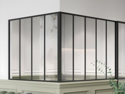Verrière d'angle d'atelier en aluminium thermolaqué noir 150 x 120 x 105 cm (L x l x H) - BAYVIEW