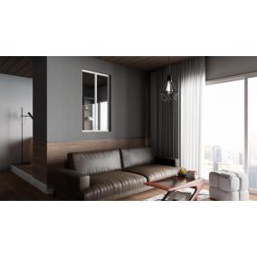 Verrière d'intérieur en aluminium, 2 vitrages, L 71 x H 123 cm, Blanc RAL 9016 FT, Vitrage clair 4 mm trempé