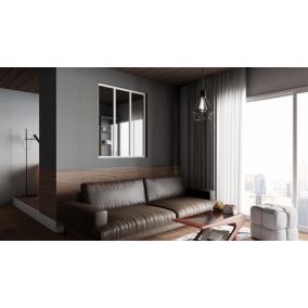 Verrière d'intérieur en aluminium, 3 vitrages, L 105 x H 123 cm, Blanc RAL 9016 FT, Vitrage clair 4 mm trempé