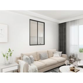 Verrière Intérieure - Livrée Montée - 2 Vitrages - L: 81cm H: 115cm - Acier Ultra Fin - Noir Mat (RAL 9005) - VERRIERE FACTORY