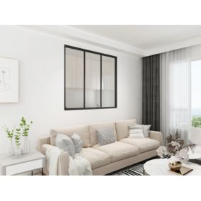 Verrière Intérieure - Livrée Montée - 3 Vitrages - L: 119cm H: 105cm - Acier Ultra Fin - Noir Mat (RAL 9005) - VERRIERE FACTORY