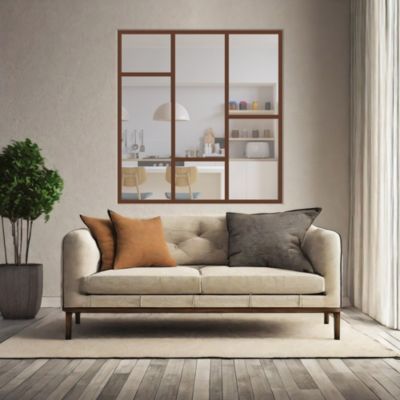 Verrière Loft 3 sections - L x H : 140 x 150 cm - Laqué brun 2650 granité - vitrages inclus