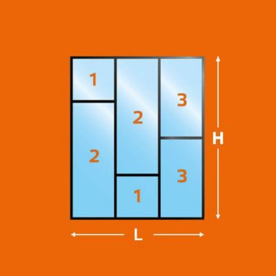 Verrière Loft 3 sections - L x H : 140 x 150 cm - Laqué brun 2650 granité - vitrages inclus