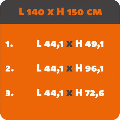 Verrière Loft 3 sections - L x H : 140 x 150 cm - Laqué brun 2650 granité - vitrages inclus