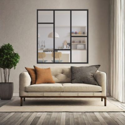 Verrière Loft 3 sections - L x H : 140 x 150 cm - Laqué noir 9005 granité - vitrages inclus