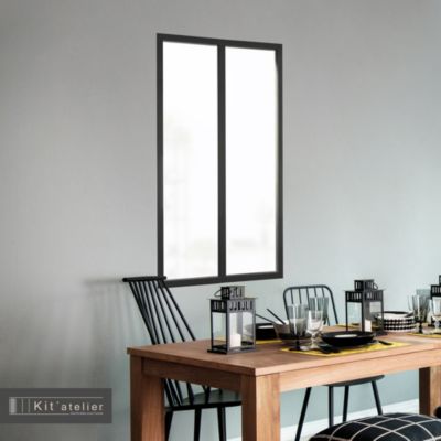 Verrière 2 carreaux opaques, coloris noir mat H108 x l.63cm