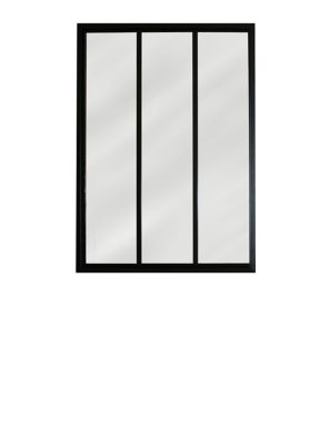 Verrière D’Atelier 3 Vitrages – Dimensions 93 X 108 Cm, Métal Noir Et Verre Trempé
