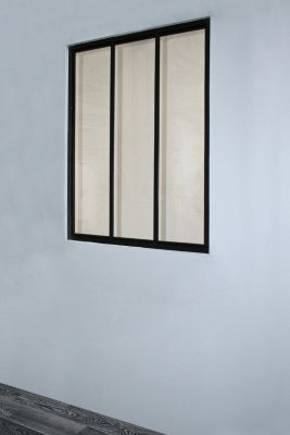 Verrière acier noir 3 vitrages opales H.105 x l.83 cm