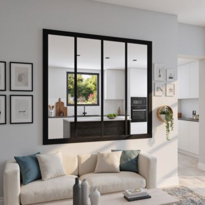 Verrière acier noir 4 vitrages transparents H 105 X L 109 cm
