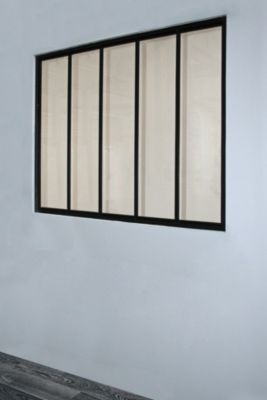 Verrière acier noir 5 vitrages opales H.105 x l.135 cm