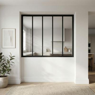 Verrière acier noir 5 vitrages transparents H 105 X L 135 cm