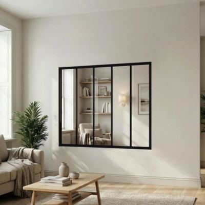 Verrière acier noir 5 vitrages transparents H 105 X L 135 cm
