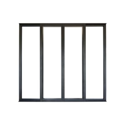 Verrière coulissante 4 carreaux transparents, coloris noir mat H108 x l.123cm
