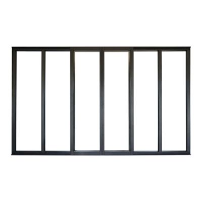 Verrière coulissante 6 carreaux transparents, coloris noir mat H108 x l.183cm