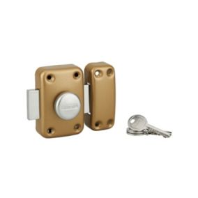 Verrou à bouton Apache pour porte d'entrée, cylindre 50mm, acier, 3 clés, époxy or - THIRARD
