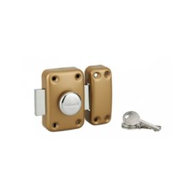 Verrou à bouton Apache pour porte d'entrée, cylindre 60mm, acier, 3 clés, époxy or - THIRARD