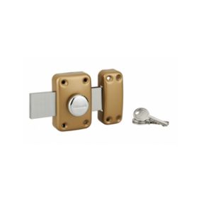 Verrou à bouton Apache pour porte de garage, cylindre 40mm, pêne 160mm, acier, 3 clés, époxy or - THIRARD