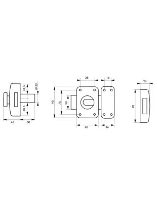 Verrou à bouton CAPITAL pour porte d'entrée, 60mm, époxy or, 3 clés - Thirard