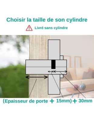 Verrou à bouton CAPITAL pour porte d'entrée, 60mm, époxy or, 3 clés - Thirard