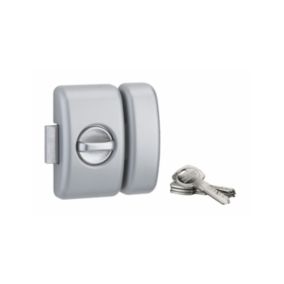 Verrou à bouton à capot pour porte d'entrée, cylindre diamètre 23x45mm, argent, 4 clés réversibles - Serrurerie de Picardie