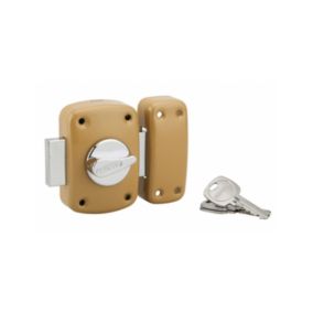 Verrou à bouton Corvette pour porte d'entrée, cylindre 30mm, acier, 3 clés, époxy bronze - THIRARD