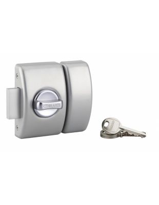 Verrou à bouton Design 5 pour porte d'entrée, cylindre 40mm, acier, 3 ...