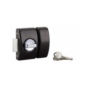 Verrou à bouton Design 5 pour porte d'entrée, cylindre 45mm, acier, 3 clés, noir - THIRARD