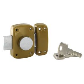 Verrou bouton et cylindre Ø23 x 45 mm coffre embouti 90 x 60 mm réversible