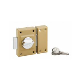 Verrou à bouton Etendard pour porte d'entrée, cylindre 40mm, acier, 3 clés, époxy bronze - THIRARD