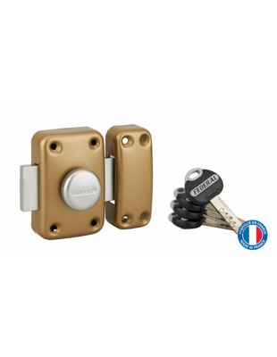 Verrou à bouton Federal pour porte d'entrée, cylindre 45mm, acier, 4 clés, époxy noir - THIRARD