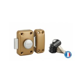 Verrou à bouton Federal pour porte d'entrée, cylindre 45mm, acier, 4 clés, époxy noir - THIRARD