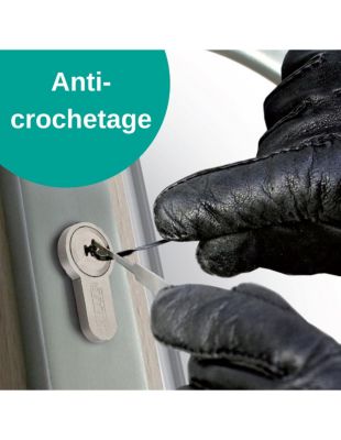 Verrou à bouton Federal pour porte d'entrée, cylindre 45mm, acier, 4 clés, époxy noir - THIRARD