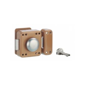 Verrou à bouton Rafale pour porte d'entrée, cylindre 45mm, acier, 3 clés, époxy bonze - THIRARD