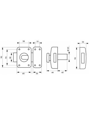Verrou à bouton Trafic 6 pour porte d'entrée, cylindre 45mm, acier, 4 clés, époxy or - THIRARD