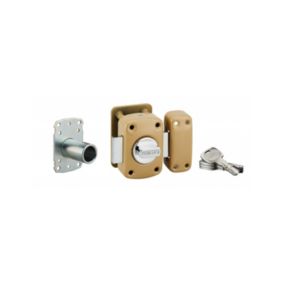 Verrou à bouton Transit 2 A2P pour porte d'entrée, cylindre 45mm, acier, 4 clés, époxy bronze - THIRARD