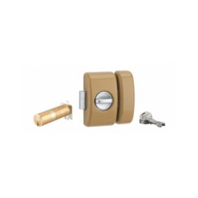 Verrou à bouton Universel ajustable pour entrée, HG 5, dim. cylindre de 35 à 80mm, acier, 5 clés, epoxy bronzze  - THIRARD