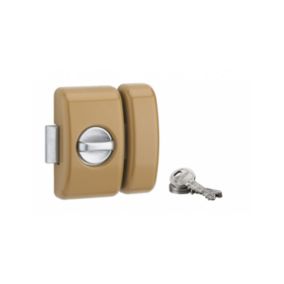 Verrou à bouton Universel pour porte d'entrée, cylindre 45mm, acier, 3 clés, epoxy bronze - THIRARD