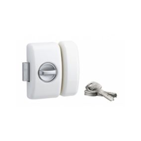 Verrou à bouton Universel pour porte d'entrée, cylindre 45mm, acier, 4 clés, epoxy blanc - THIRARD