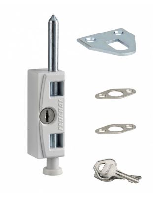 Verrou à clé pour fenêtre et porte coulissante, blanc, 2 clés - THIRARD