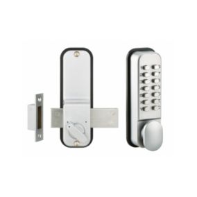Verrou à combinaison mécanique en applique pour porte intérieure, 8 chiffres ou lettres, chromé mat - THIRARD